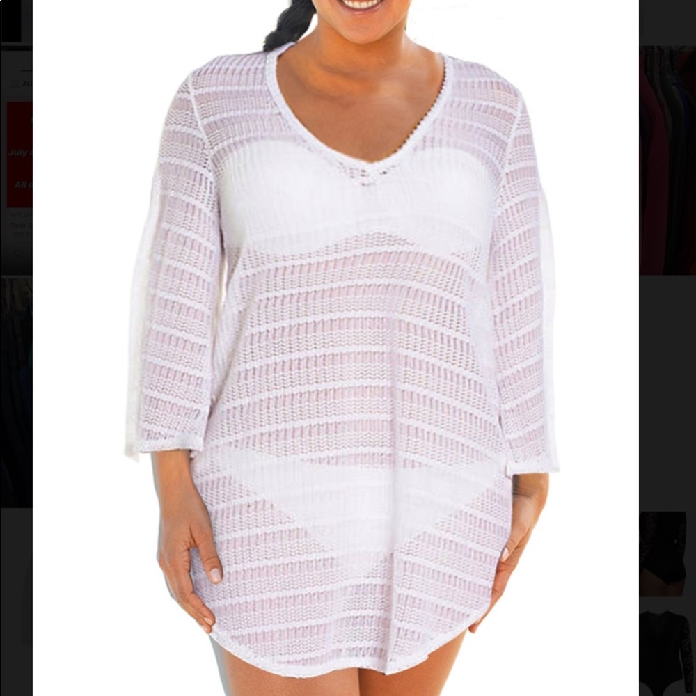 NWOT Jordan Taylor white lace swim cover up. XL